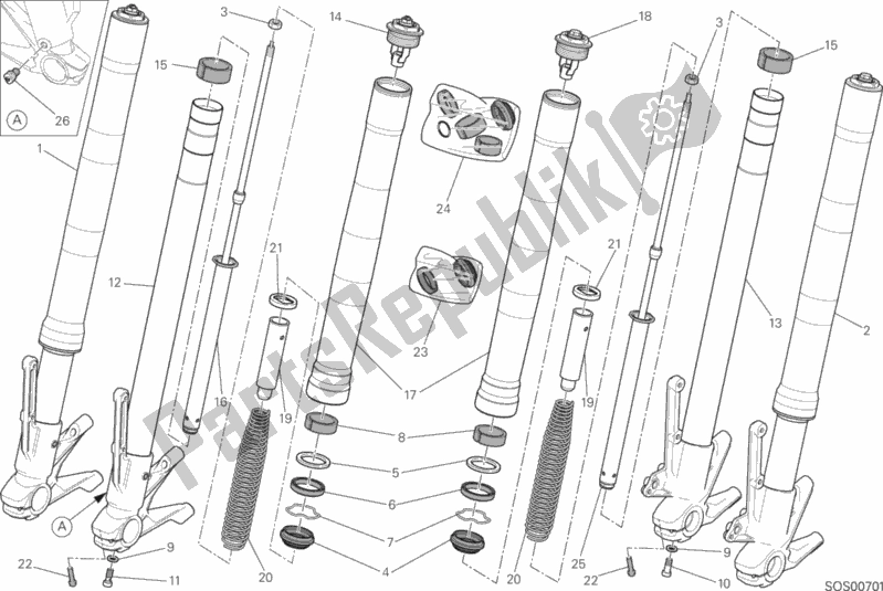 Tutte le parti per il Forcella Anteriore del Ducati Monster 821 Stripes 2016